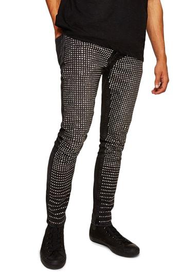 Men's Topman Ozzy Stud Stretch Skinny Jeans