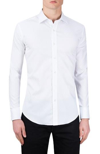 Men's Bugatchi Classic Fit Checkerboard Sport Shirt - White