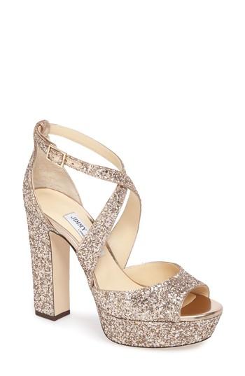 Women's Jimmy Choo April Glitter Platform Sandal Us / 34eu - Pink
