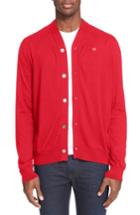 Men's Comme Des Garcons Play Heart Logo Cardigan - Red