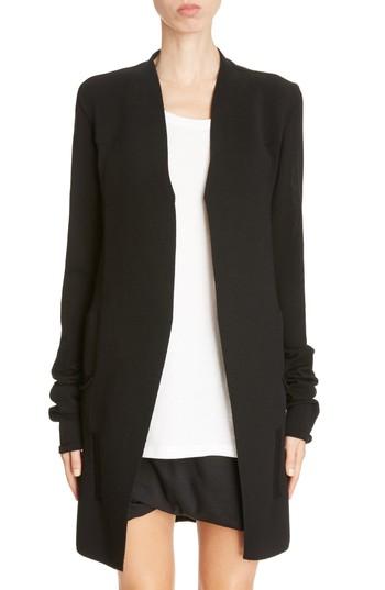 Women's Rick Owens Structured Longline Cardigan - Black