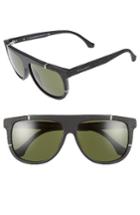 Women's Balenciaga Paris 58mm Flat Top Sunglasses - Matte Black/ Green Lenses