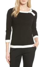 Women's Cece Bow Trim Tipped Sweater - Black