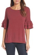 Women's Caslon Tiered Bell Sleeve Tee, Size - Red