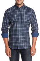 Men's Bugatchi Trim Fit Windowpane Sport Shirt - Blue