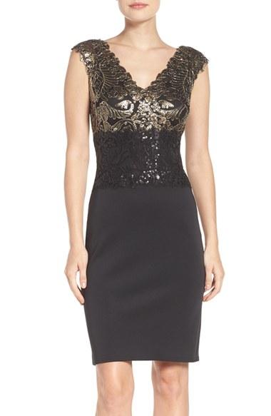 Women's Tadashi Shoji Sequin Sheath Dress - Black