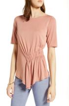 Women's Halogen Ruched Waist Tee - Coral