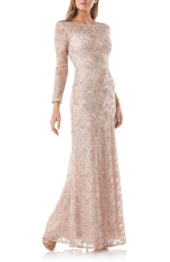 Women's Js Collections Soutache A-line Gown - Beige