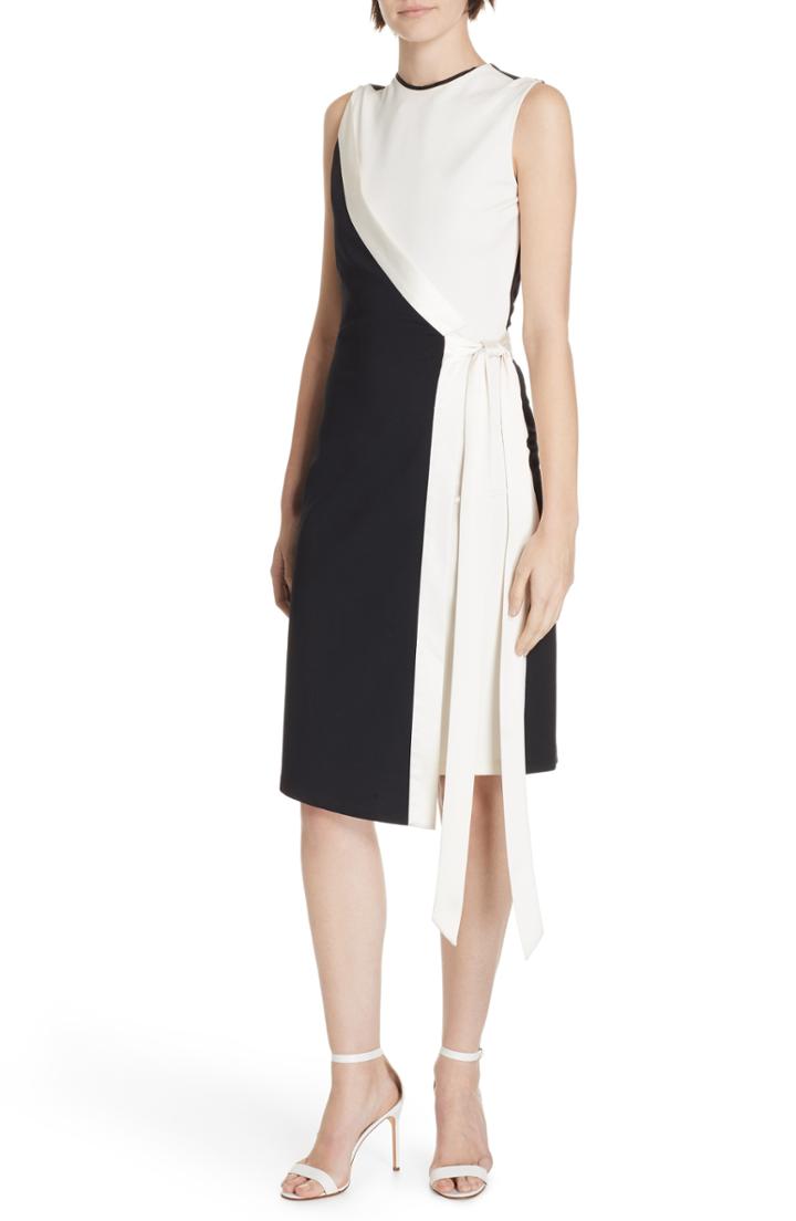 Women's Dvf Lindsey Asymmetrical Faux Wrap Dress - Black