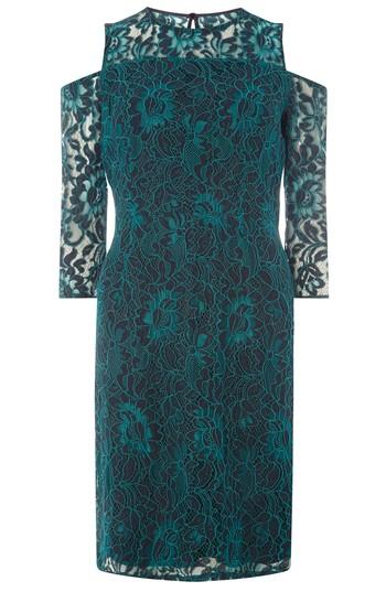 Women's Dorothy Perkins Cold Shoulder Lace Dress Us / 8 Uk - Green