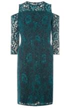 Women's Dorothy Perkins Cold Shoulder Lace Dress Us / 8 Uk - Green