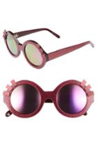 Women's Vow London Andie Eyelash 46mm Round Sunglasses - Hot Pink Glitter