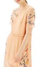 Women's Topshop Embroidered Mesh Midi Dress Us (fits Like 0) - Coral