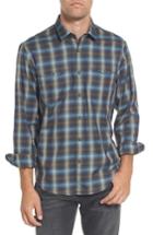Men's Coastaoro Walnut Plaid Garment Washed Flannel Shirt, Size - Green