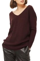 Women's Topshop Twist Back Sweater Us (fits Like 0-2) - Burgundy