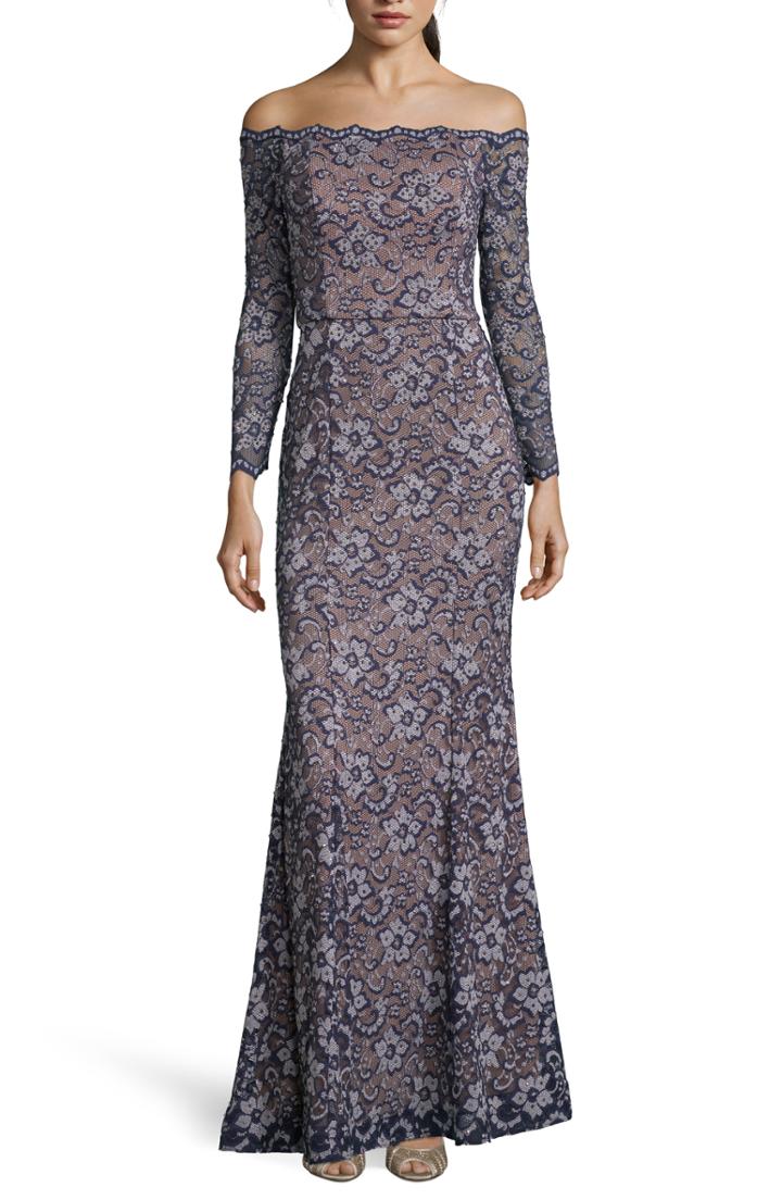 Women's Xscape Off The Shoulder Lace Evening Dress - Blue