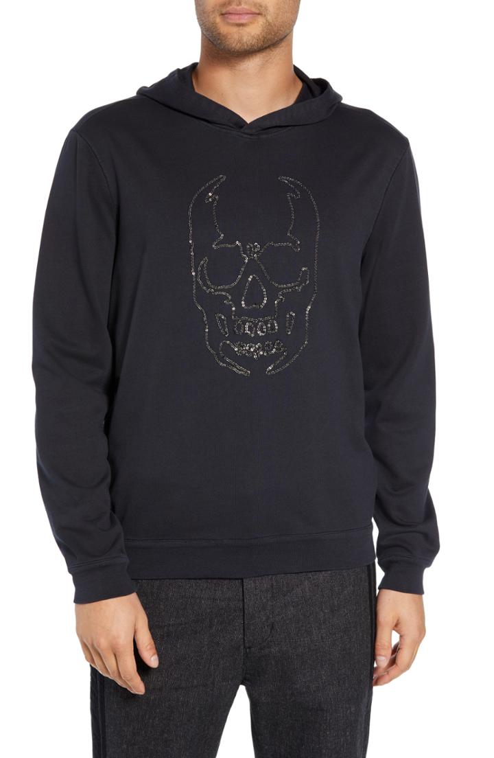 Men's John Varvatos Star Usa Chain Skull Hoodie - Black