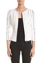 Women's Versace Collection Leather Panel Jacket Us / 44 It - White