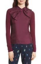 Women's Ted Baker London Bow Woven Front Sweater - Purple
