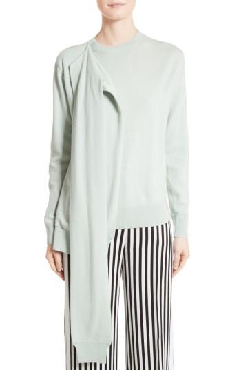 Women's Victoria, Victoria Beckham Wrap Neck Merino Wool Sweater - Green
