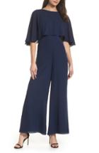Women's Fame And Partners Georgette Jumpsuit With Removable Cape - Blue