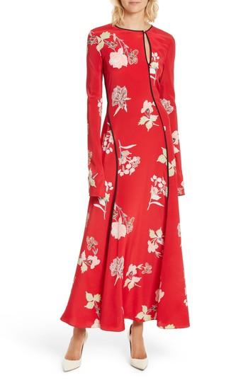 Women's Diane Von Furstenberg Bias Cut Floral Silk Maxi Dress - Red
