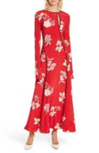 Women's Diane Von Furstenberg Bias Cut Floral Silk Maxi Dress - Red