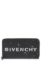 Women's Givenchy Iconic Logo Faux Leather Zip-around Wallet - Black