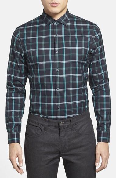 Men's Calibrate Trim Fit Plaid Sport Shirt