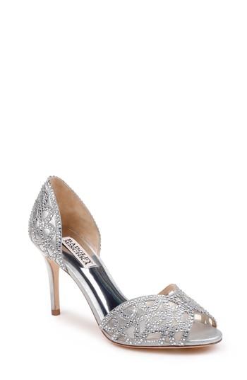 Women's Badgley Mischka Harris Peep Toe Pump M - Metallic