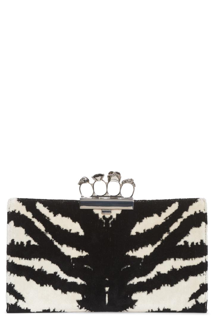 Alexander Mcqueen Zebra Print Knuckle Clasp Clutch -