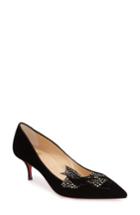 Women's Christian Louboutin 'mlle Menule' Embellished Bow Kitten Heel Pump Us / 36eu - Black