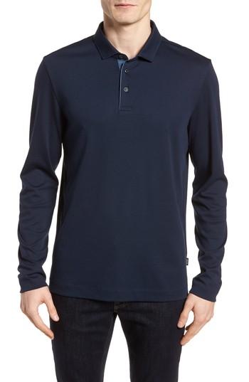Men's Boss Denim Trim Polo, Size - Blue