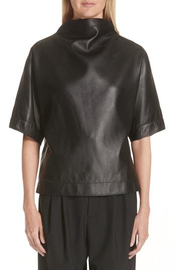 Women's Marc Jacobs Button Back Leather Top - Black