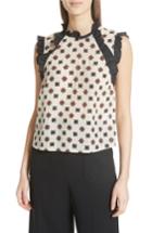 Women's Red Valentino Ruffle Sleeve Silk Top Us / 42 It - Red