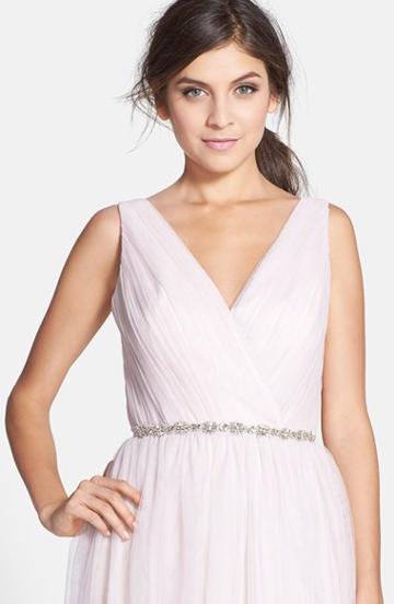 Women's Monique Lhuillier Bridesmaids Crystal Belt, Size - Blush