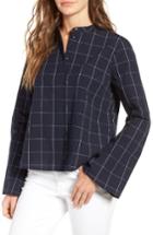 Women's Madewell Windowpane Bell Sleeve Shirt