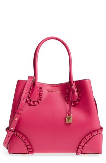 Michael Kors Mercer Gallery Leather Satchel - Pink