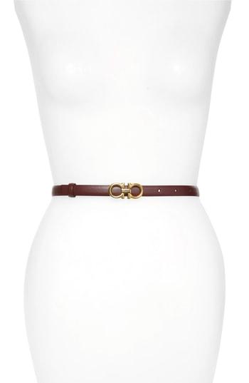 Women's Salvatore Ferragamo X-small New Gancini Leather Belt - New Cuoio