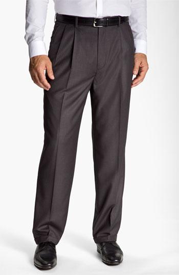Men's Linea Naturale Pleated Microfiber Dress Pants - Grey