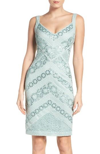 Women's Tadashi Shoji Sequin Mesh Sheath Dress - Green