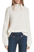 Women's Frame Popcorn Stitch Wool Blend Sweater - Ivory