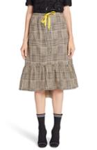 Women's Fendi Prince Of Wales Ruffle Midi Skirt Us / 42 It - Black