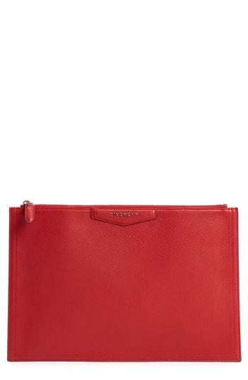 Women's Givenchy Large Antigona Leather Pouch - Red
