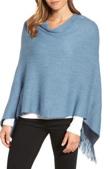 Women's Echo Fringe Poncho, Size - Blue