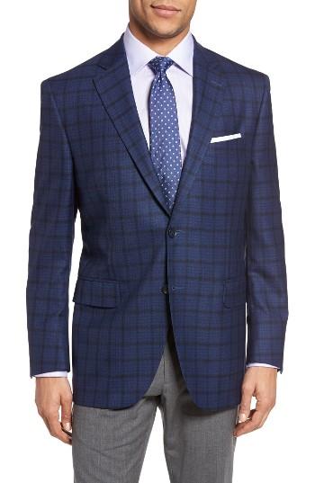 Men's Peter Millar Classic Fit Plaid Wool Sport Coat L - Blue