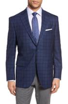 Men's Peter Millar Classic Fit Plaid Wool Sport Coat L - Blue