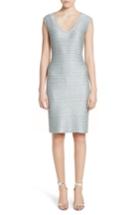 Women's St. John Collection Gleam Metallic Knit Sheath Dress - Green