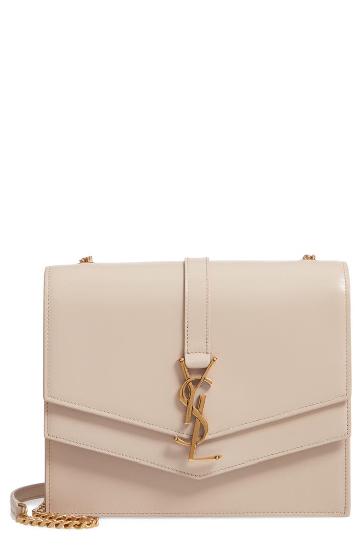 Saint Laurent Sulpice Leather Shoulder Bag - Beige
