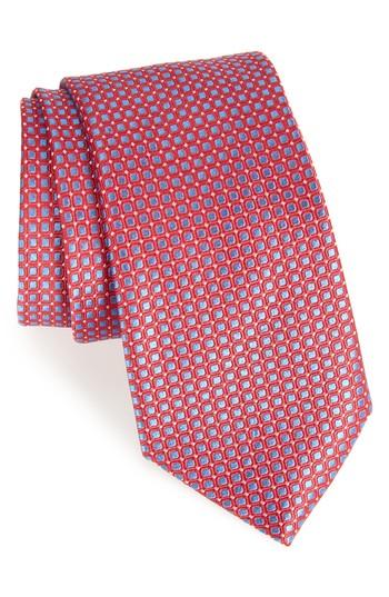 Men's Nordstrom Men's Shop Laguna Check Silk Tie, Size X-long - Red